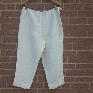 Silk Pant, 100% Silk Culotte Capri, Satin, Flowy, neutral, Highwaist, Pockets